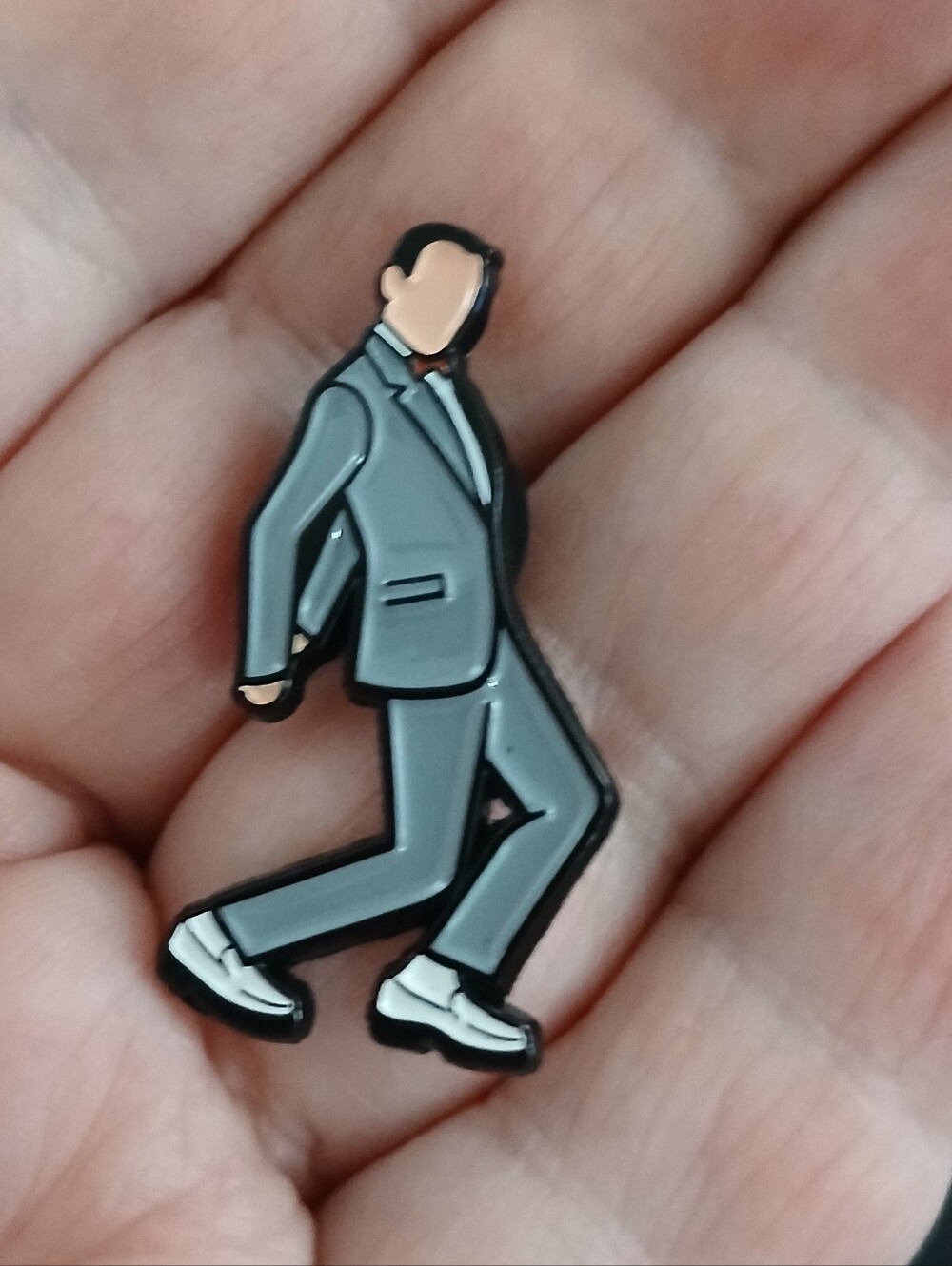 Pee‑wee Herman Enamel Pin Gray Suit Falling Pose Retro TV Character Collectible